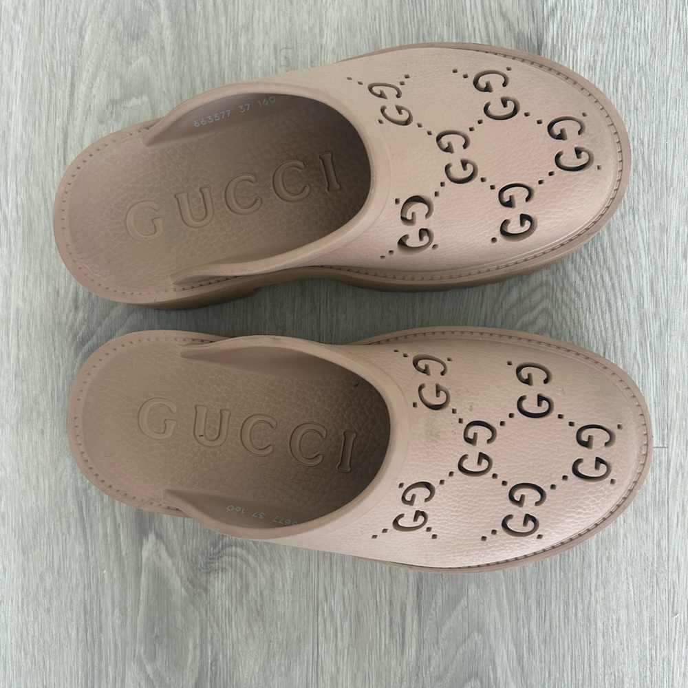 Gucci Taupe Perforated Slip-Ons